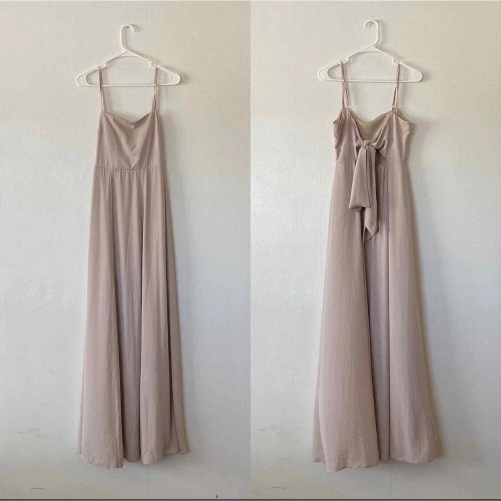 Show Me Your MuMu Lauren Tie Maxi Dress ~ Dune Chiffon Small coastal cowgirl - Picture 2 of 8